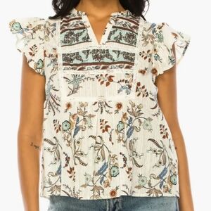 NWT Nordstrom Floral Split Neck Top Size Medium By Penelope Rose